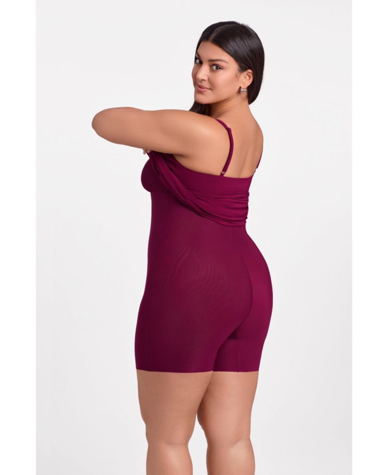 Women's Sculpting Shapewear Square Neck Tank Midi Dress