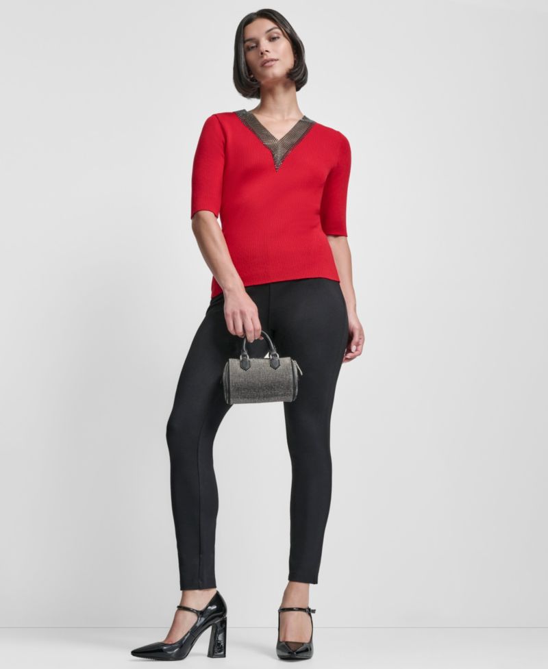 Slim Leg Pull-On Ponte Ankle Pant