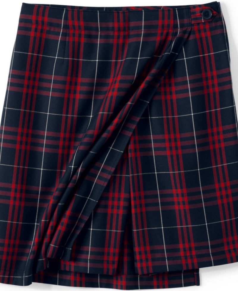 Women's Plaid A Line Tab Skort Top of Knee
