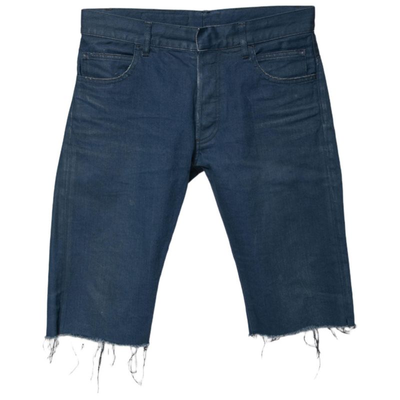 Men's Blue Denim Frayed Edged Shorts