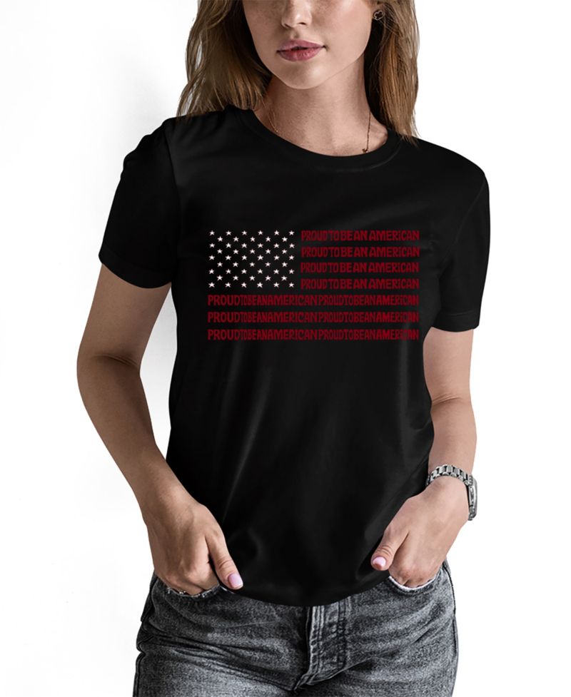 Women's Word Art Proud To Be An American T-Shirt