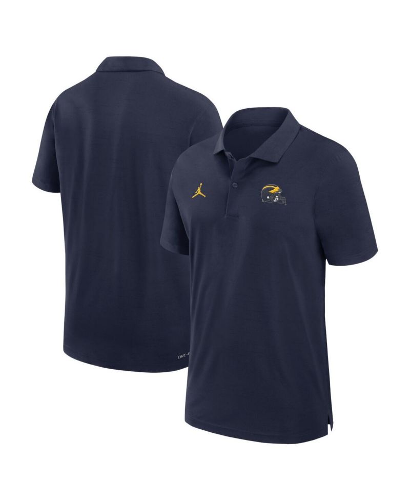 Men's Navy Michigan Wolverines Sideline Woven Performance Polo