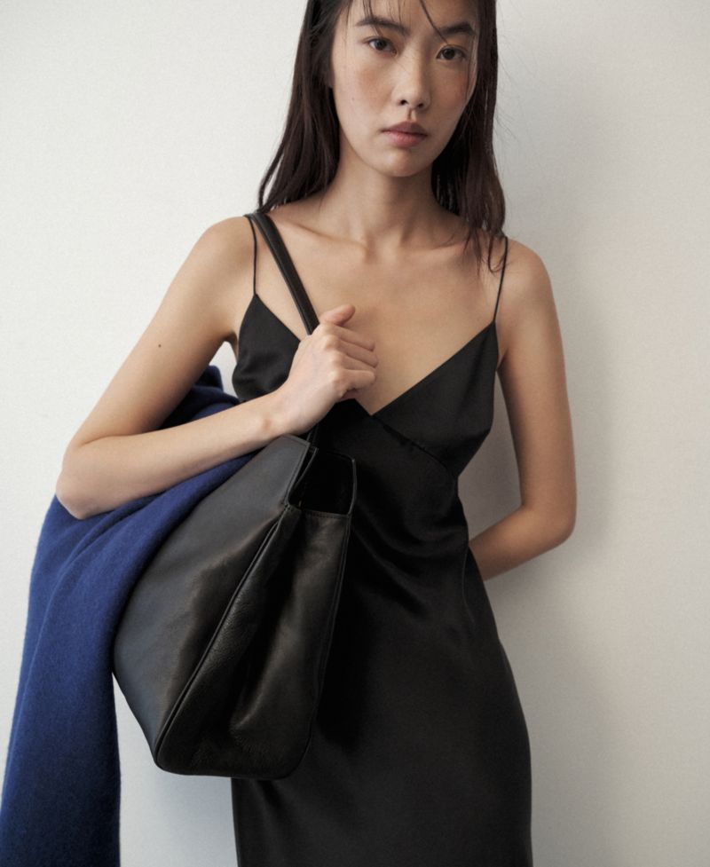 Women's Selection Satin V-Neck Midi Slip Dress