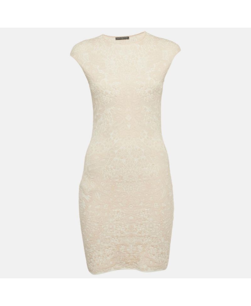 Women's Pink Jacquard Knit Mini Bodycon Dress
