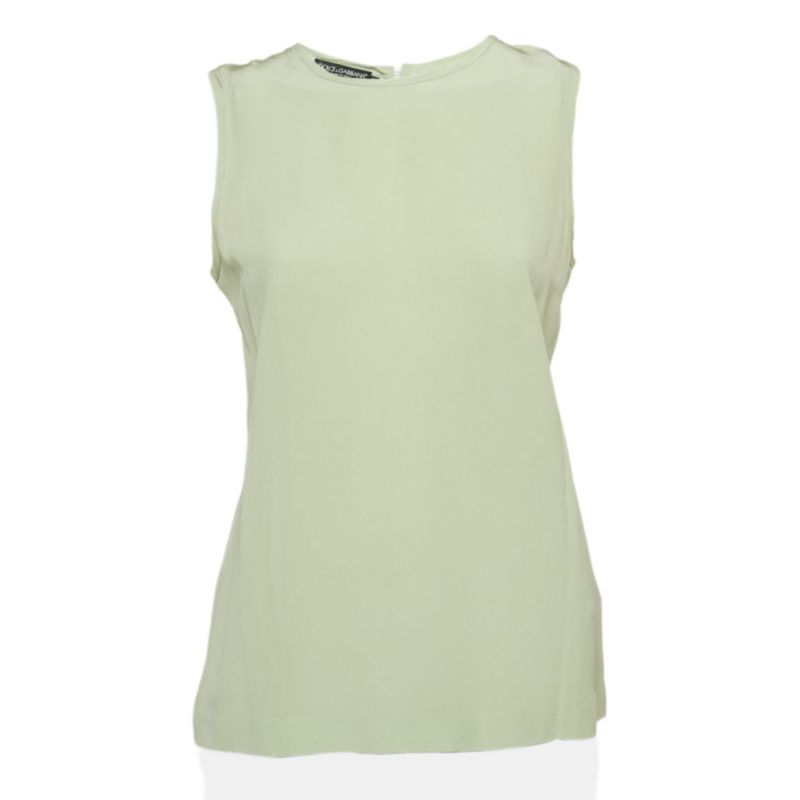 Women's Green Silk Sleeveless Top