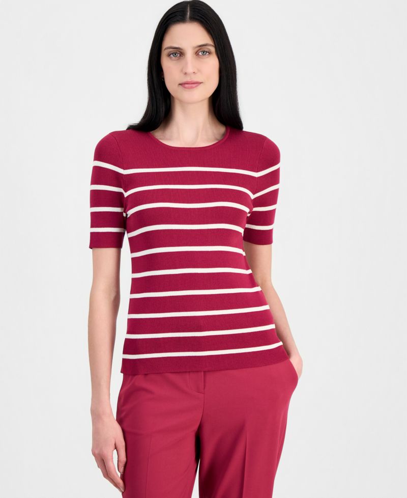 Women's Striped Short-Sleeve Sweater Tee