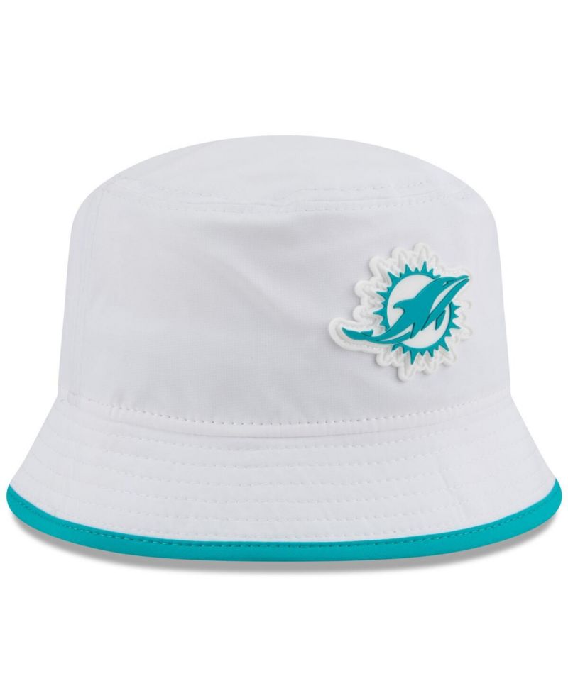 Men's White Miami Dolphins 2025 NFL Training Camp Stretch Bucket Hat