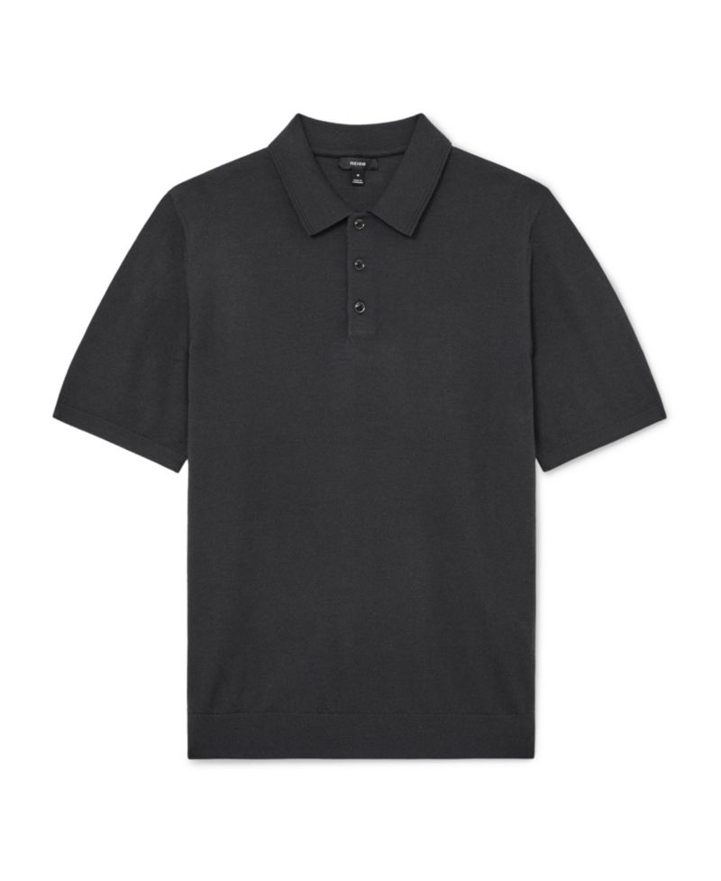 Men's Manor Half Button Merino Wool Polo Shirt