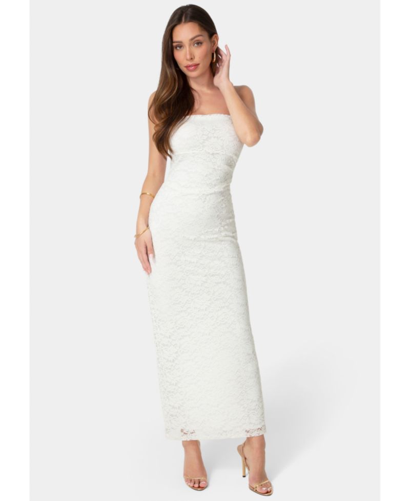 Women's Lace Strapless Maxi Dress