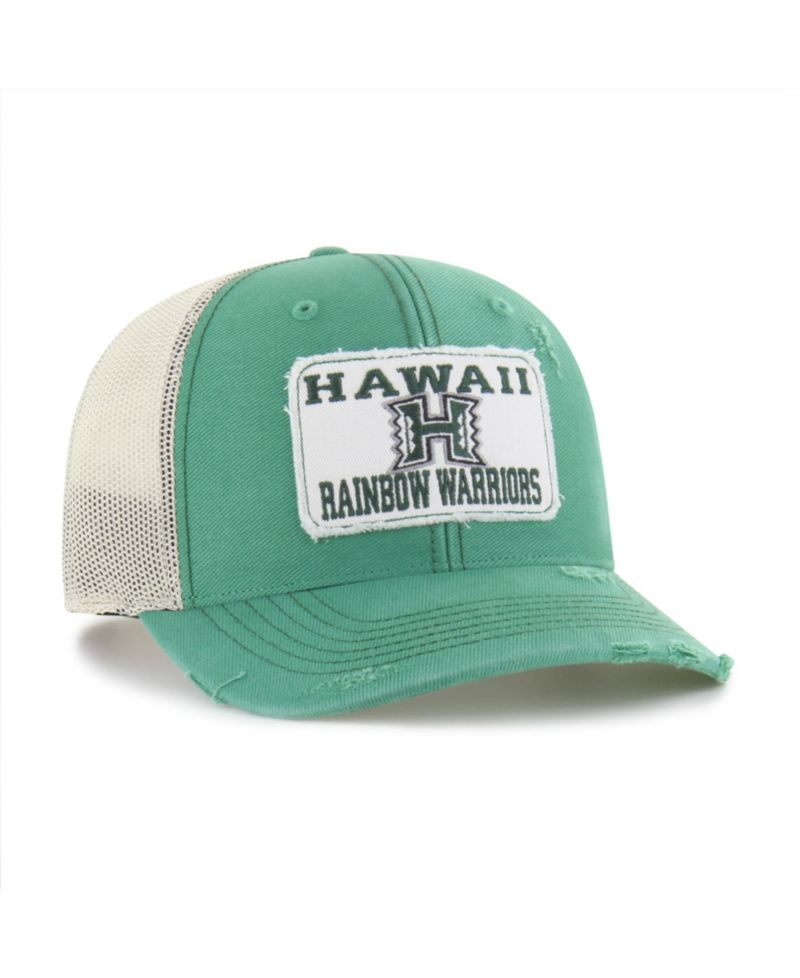 Men's and Women's '47 Green Hawaii Rainbow Warriors Egremont Well-Worn Adjustable Trucker Hat