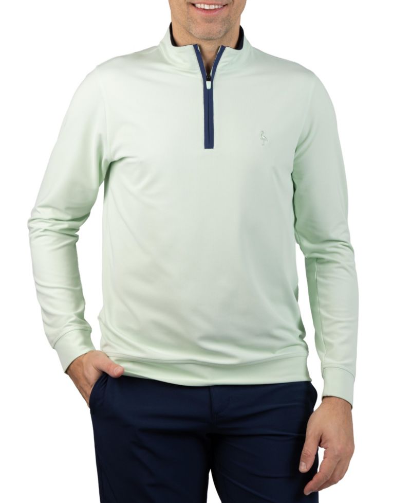 Men's Micro Grid Performance Quarter Zip with Contrast Pipping