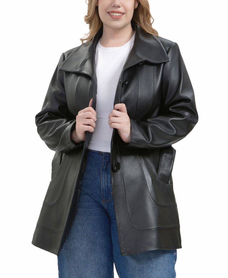 Plus Size Erika Leather Coat
