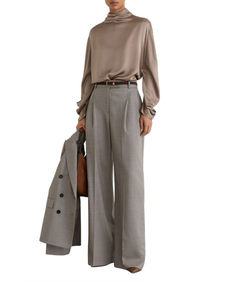 Women's Meena High-Neck Long-Sleeve Silk Blouse
