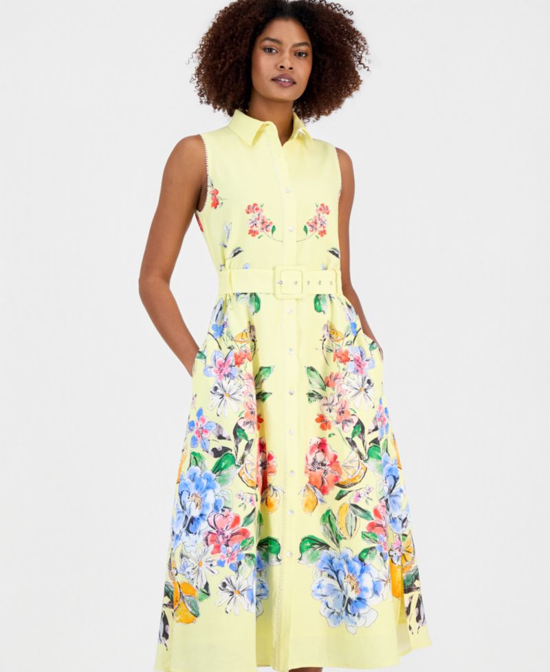 Women's Sleeveless Belted Shirtdress