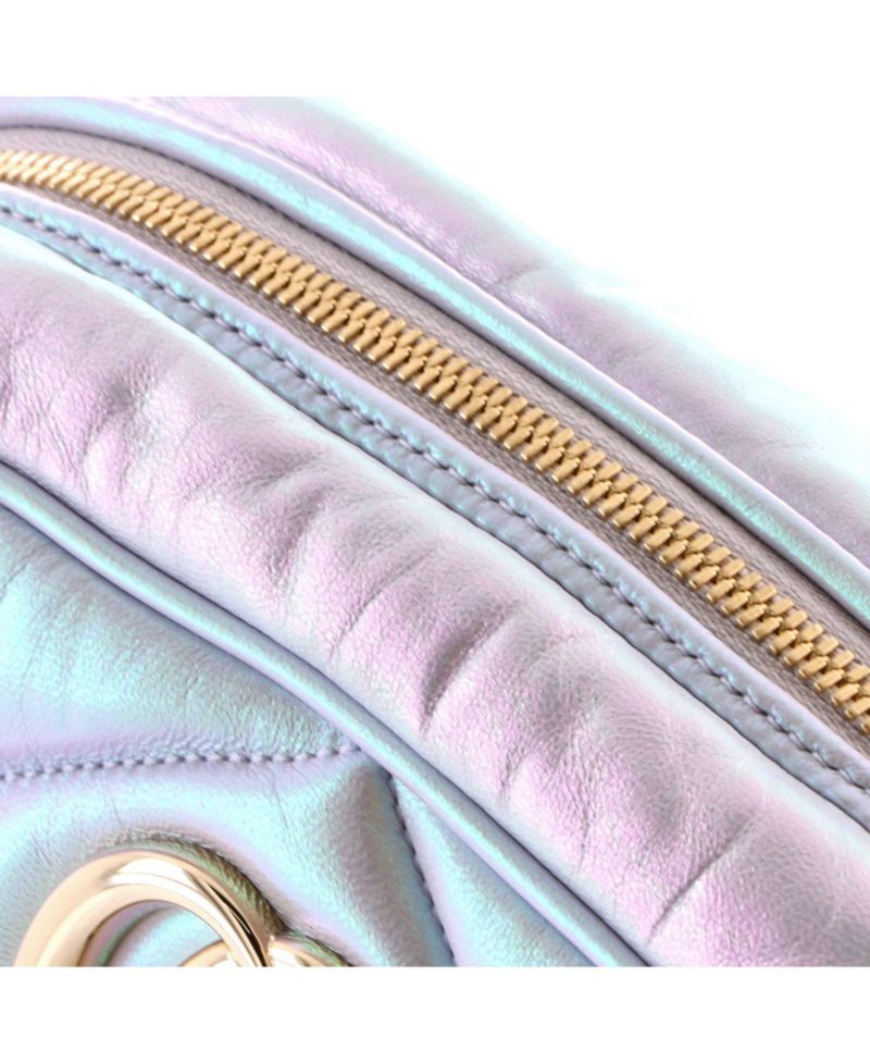 Small GG Marmont Shoulder Bag Chevron Iridescent Leather