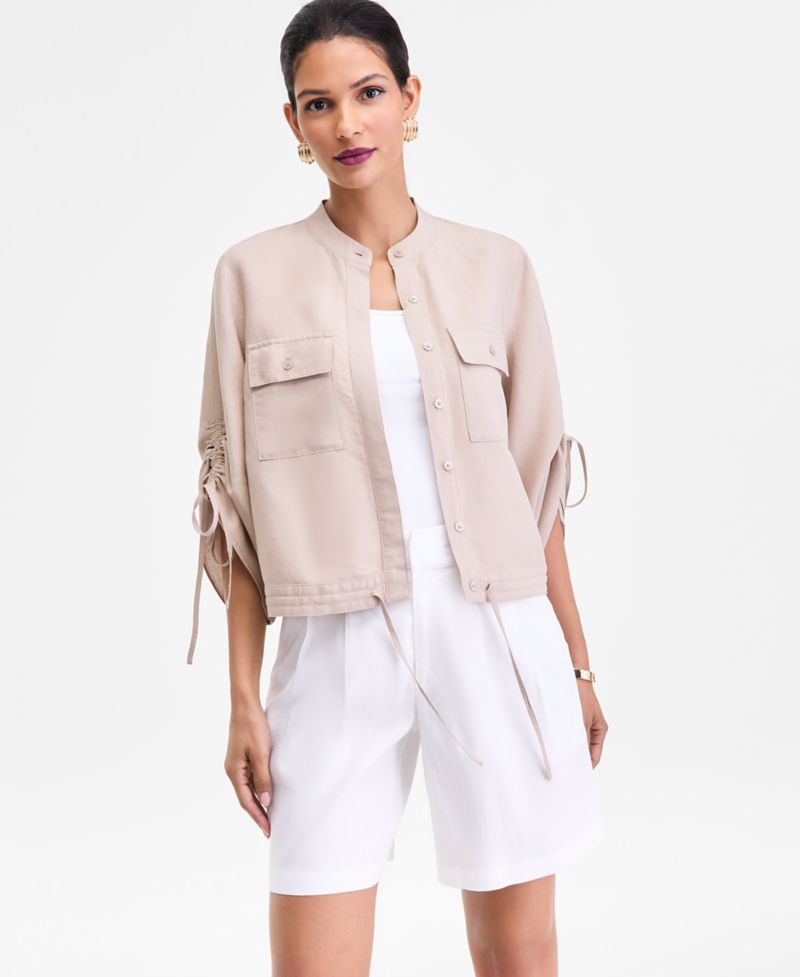 Women's 3/4-Sleeve Button-Front Blouse