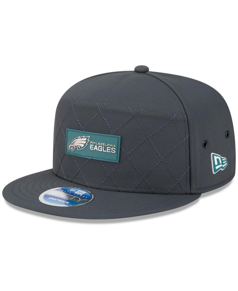 Men's Charcoal Philadelphia Eagles 2025 Sideline Cold Weather Split Panel 9FIFTY Snapback Hat