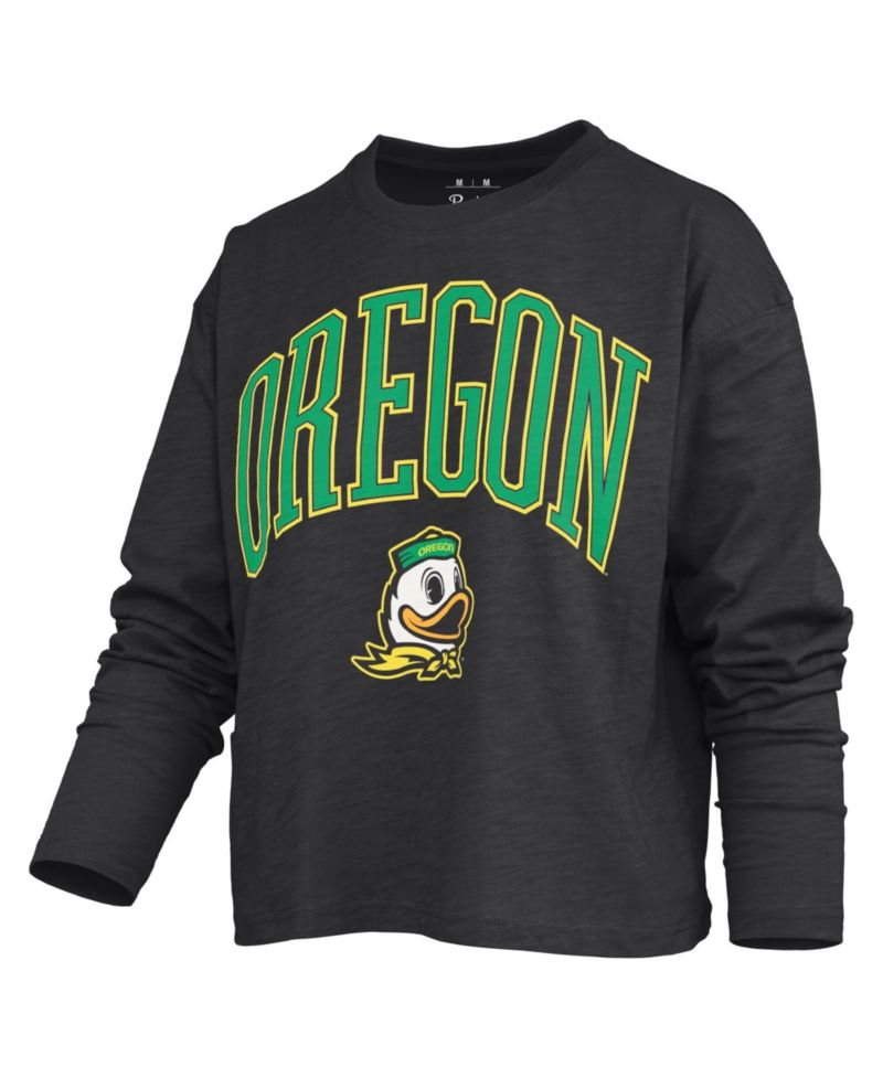 Women's Oregon Ducks Motley Boxy Burnout Long-Sleeve T-Shirt