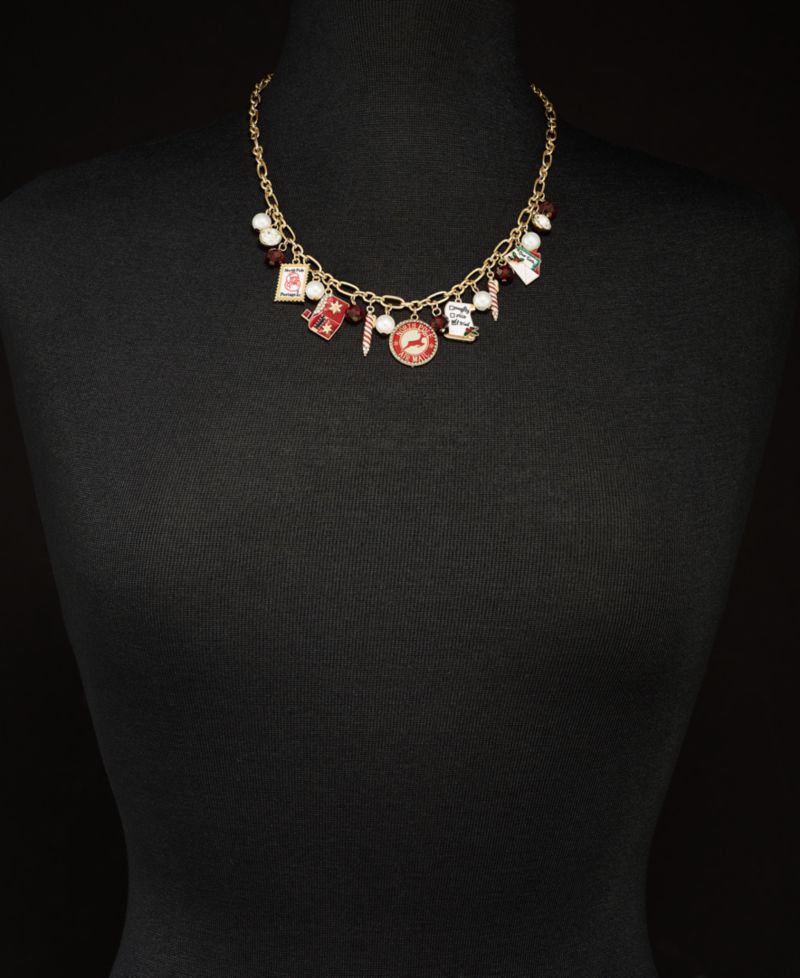 Gold-Tone Santa Letter Charm Necklace, 18" + 3" extender