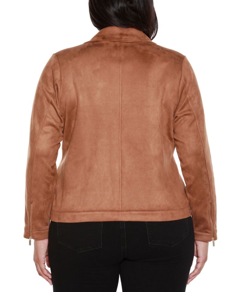 Plus Size Faux-Suede Moto Jacket