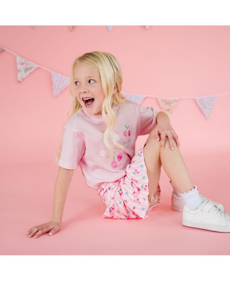 Little Girl's Cherry Good Day Short Sleeve T-Shirt