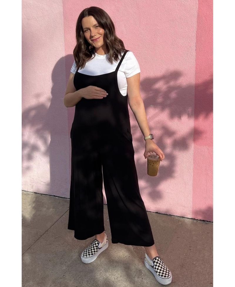 Women's Black Sleeveless Pocketed Wide Leg Jumpsuit