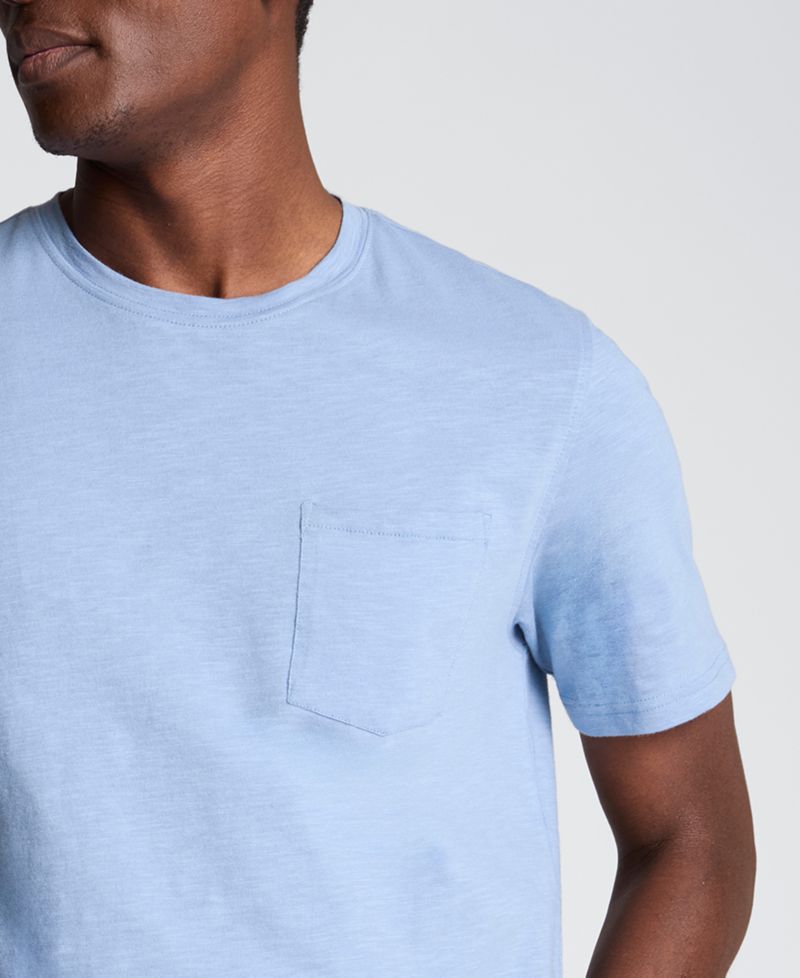 Men's Sport Faded Blue Solid Knit Classic Crewneck T-shirts