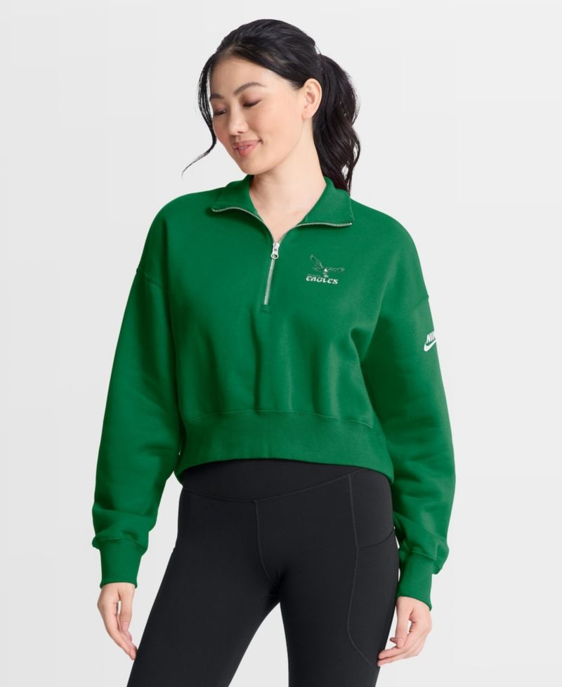Women's Kelly Green Philadelphia Eagles Phoenix Fleece Quarter-Zip Sweatshirt