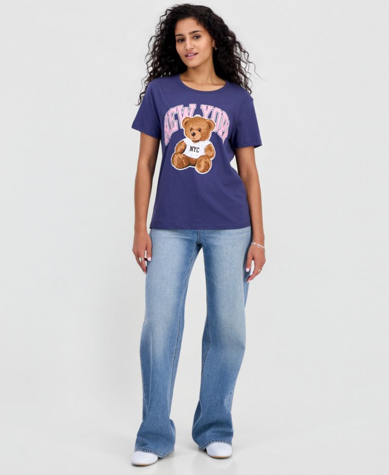 Juniors' New York Teddy Graphic T-Shirt