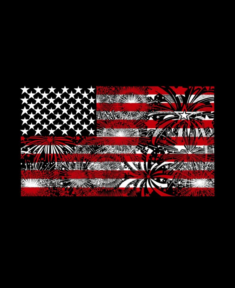 Plus Size Fireworks American Flag Word Art V-Neck T-Shirt