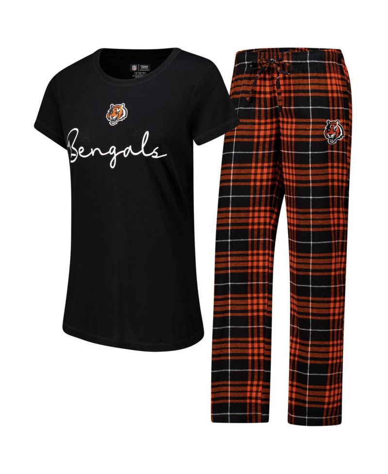 Women's Cincinnati Bengals Vector T-Shirt Flannel Pants Sleep Set