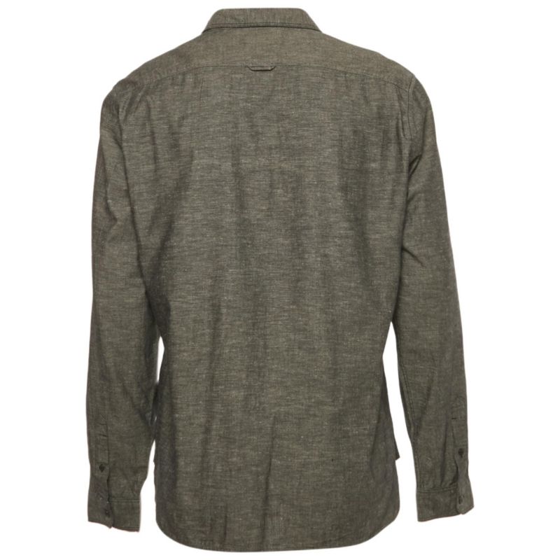 Men's Brit Dark Grey Cotton Blend Button Front Shirt