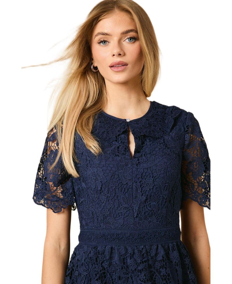 Women's Occasion Lace Collared Midi Dress