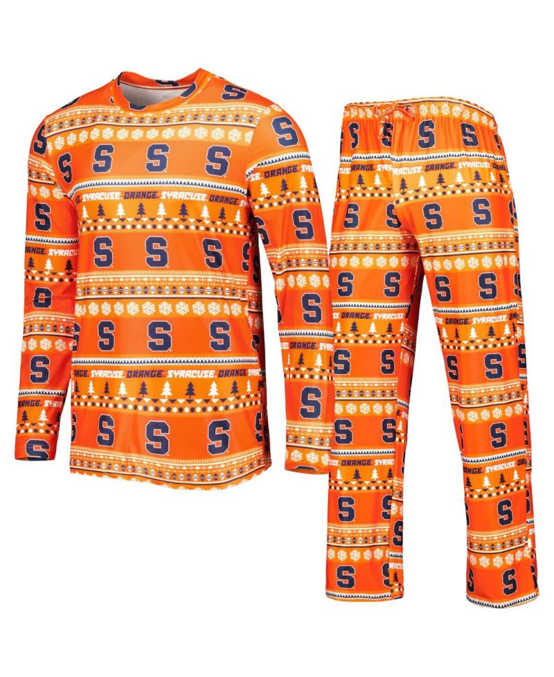Men's Orange Syracuse Orange Swivel Long Sleeve T-shirt and Pants Sleep Set