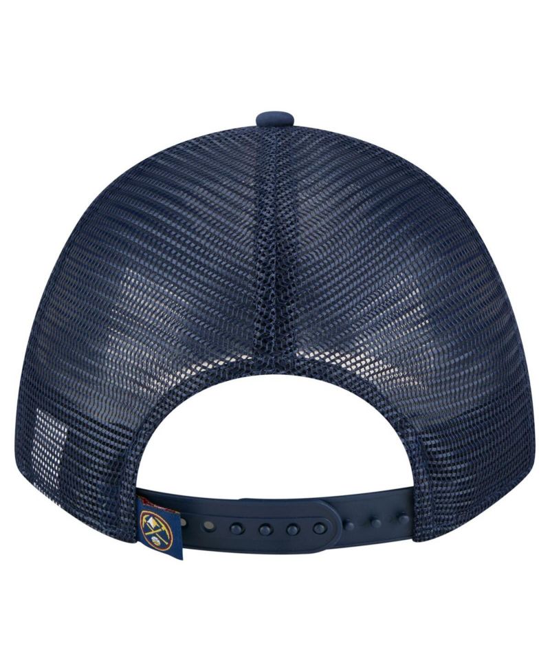 Men's Navy Denver Nuggets Minimalist A-Frame 9FORTY Trucker Hat