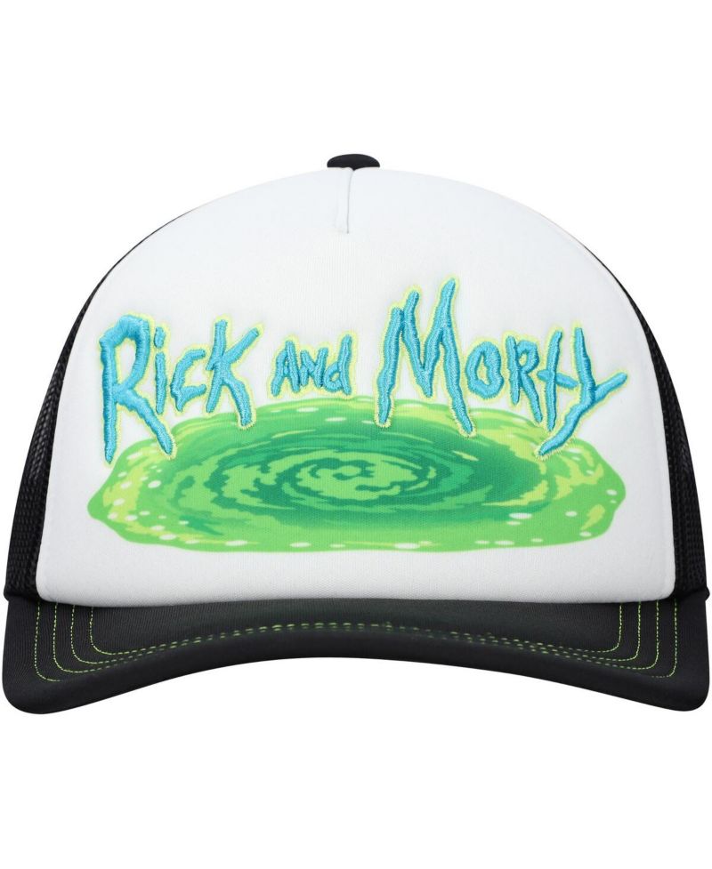 Men's and Women's White/Black Rick and Morty Graphic Foam Trucker Adjustable Hat