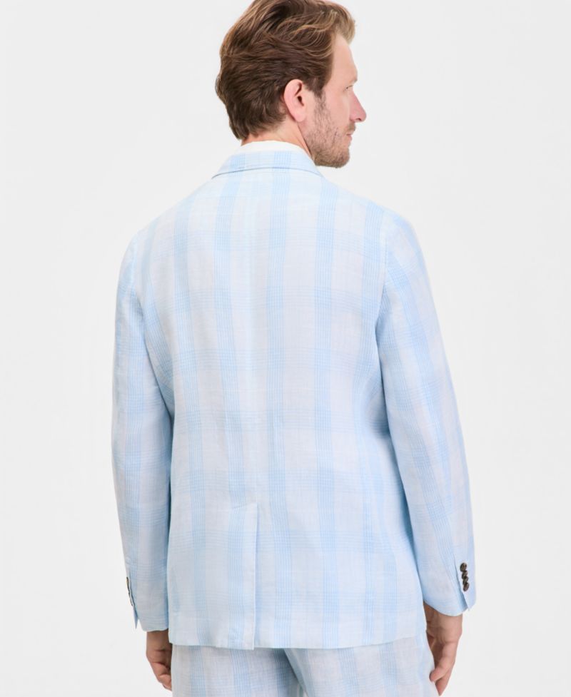 Men's Plaid Linen Blazer