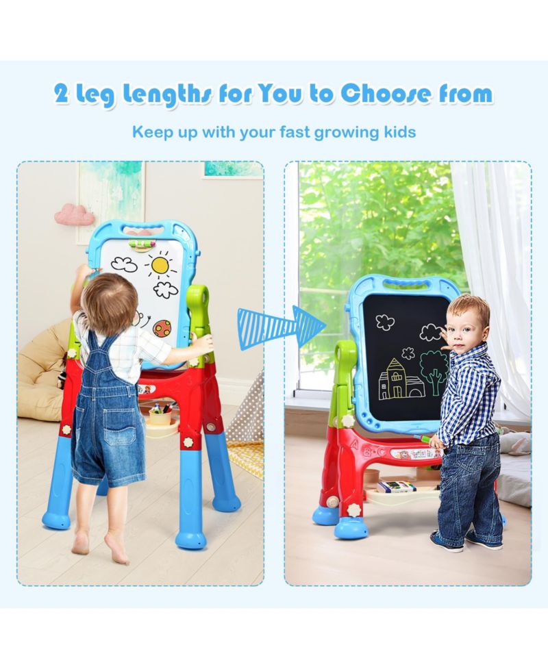 Height Adjustable Double-Sided Magnetic Kids Art Easel