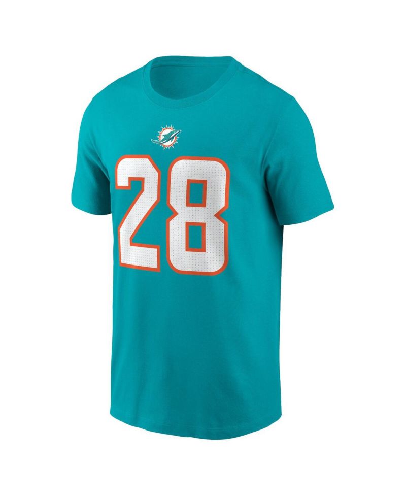 Men's De’Von Achane Aqua Miami Dolphins Player Name and Number T-shirt