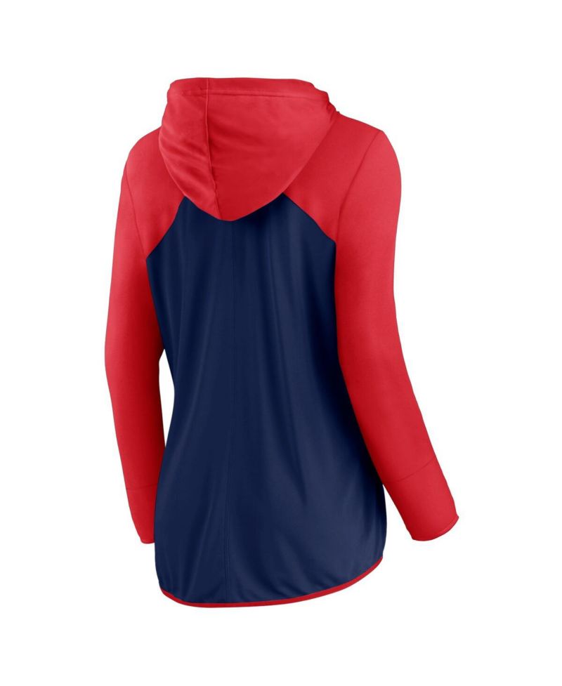 Women's Navy/Red Atlanta Braves Script Sleeve Full-Zip Hoodie