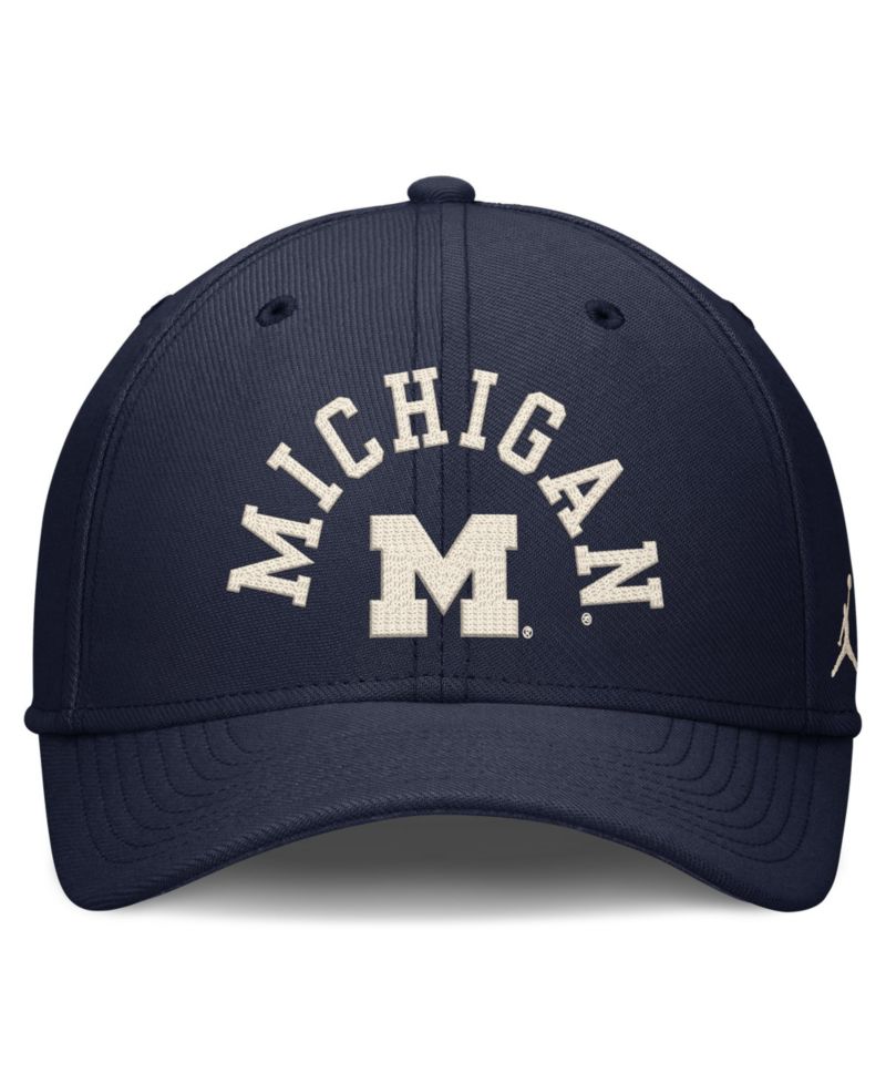 Men's Navy Michigan Wolverines Campus Prep Chained & Arched Swooshflex Flex Hat