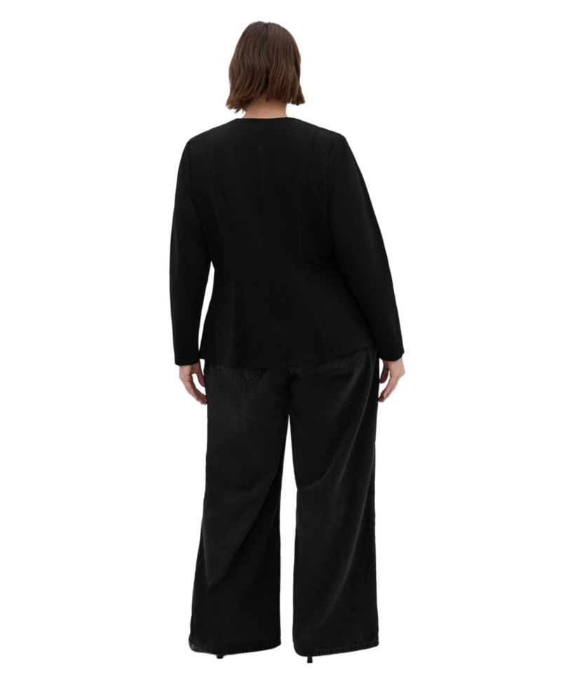 Plus Size Peyton Collarless Stretch-Ponte Jacket