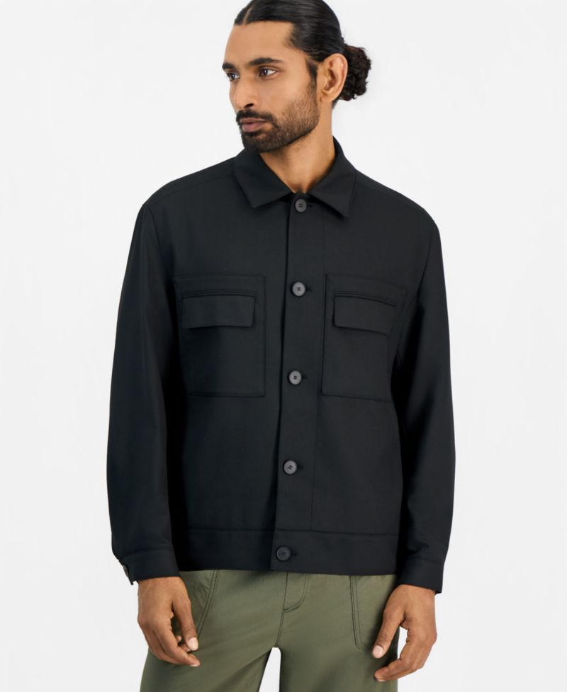 HUGO by Men's Juliano Slim-Fit Twill Pleated-Back Jacket