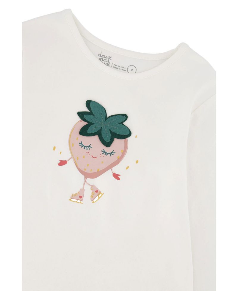 Little Girls Long Sleeve Organic Cotton Strawberry T-Shirt