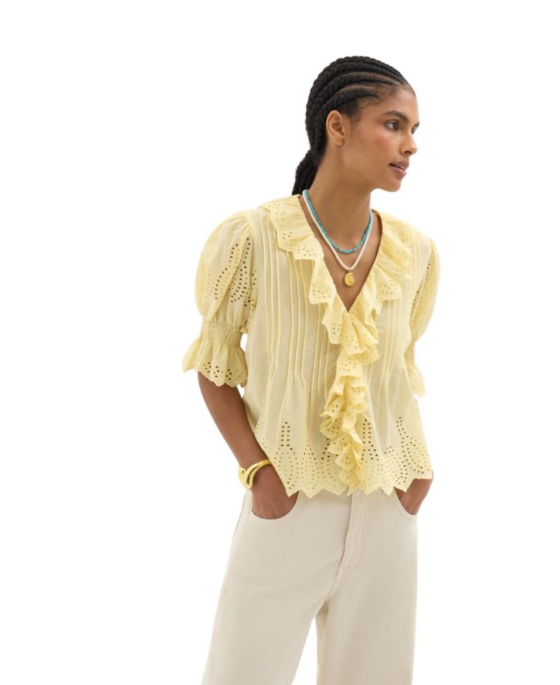 Women's Koa Short-Sleeve V-Neck Ruffle Blouse