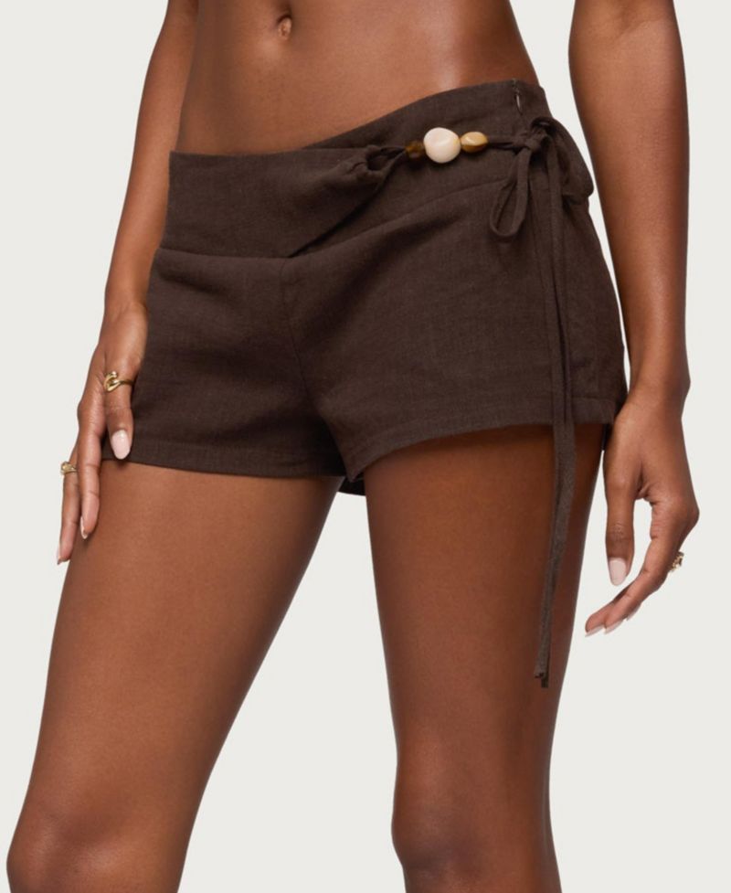 Women's Vikkie Beaded Belt Linen Look Shorts