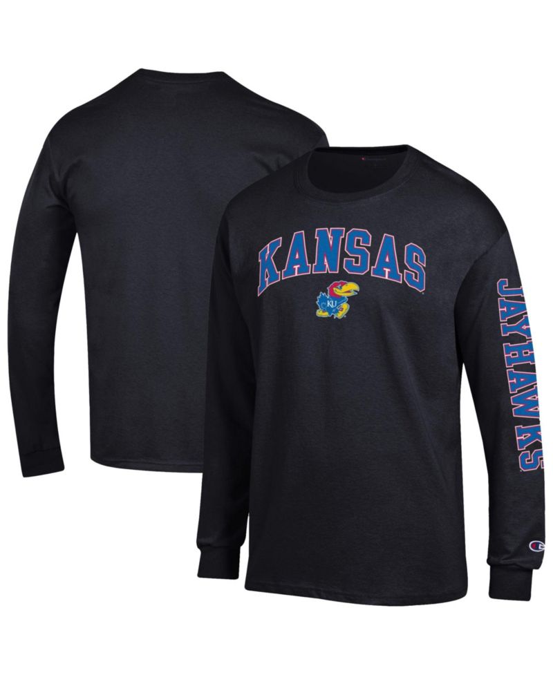 Men's Royal Kansas Jayhawks Arch Over Logo 2-Hit Long Sleeve T-Shirt