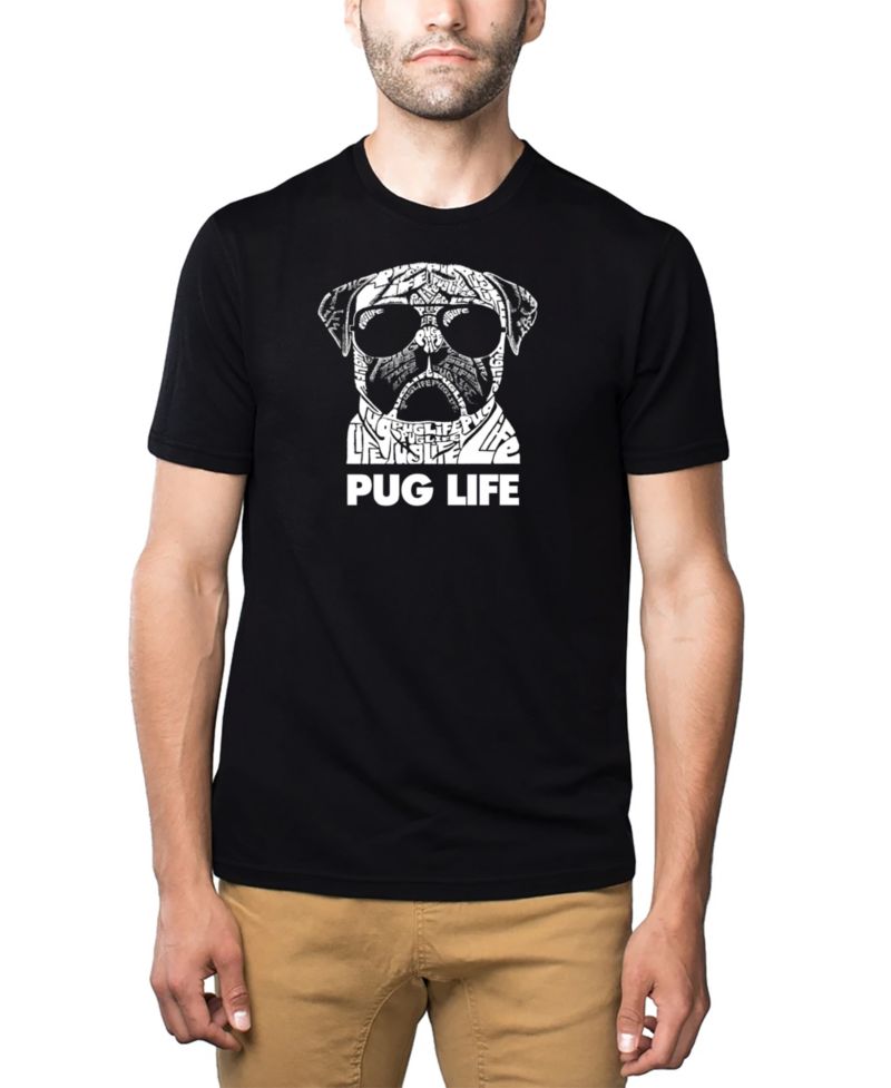 Men's Cotton/Poly Blend Word Art Pug Life T-shirt