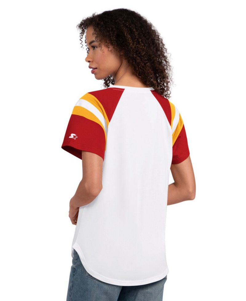 Women's White Kansas City Chiefs Game On Notch Neck T-Shirt