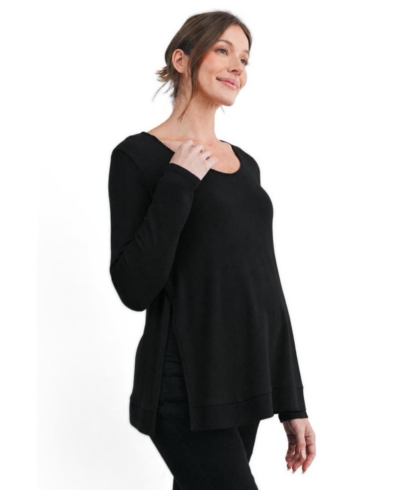 Maternity Scoop Neck Long-Sleeve Sweater